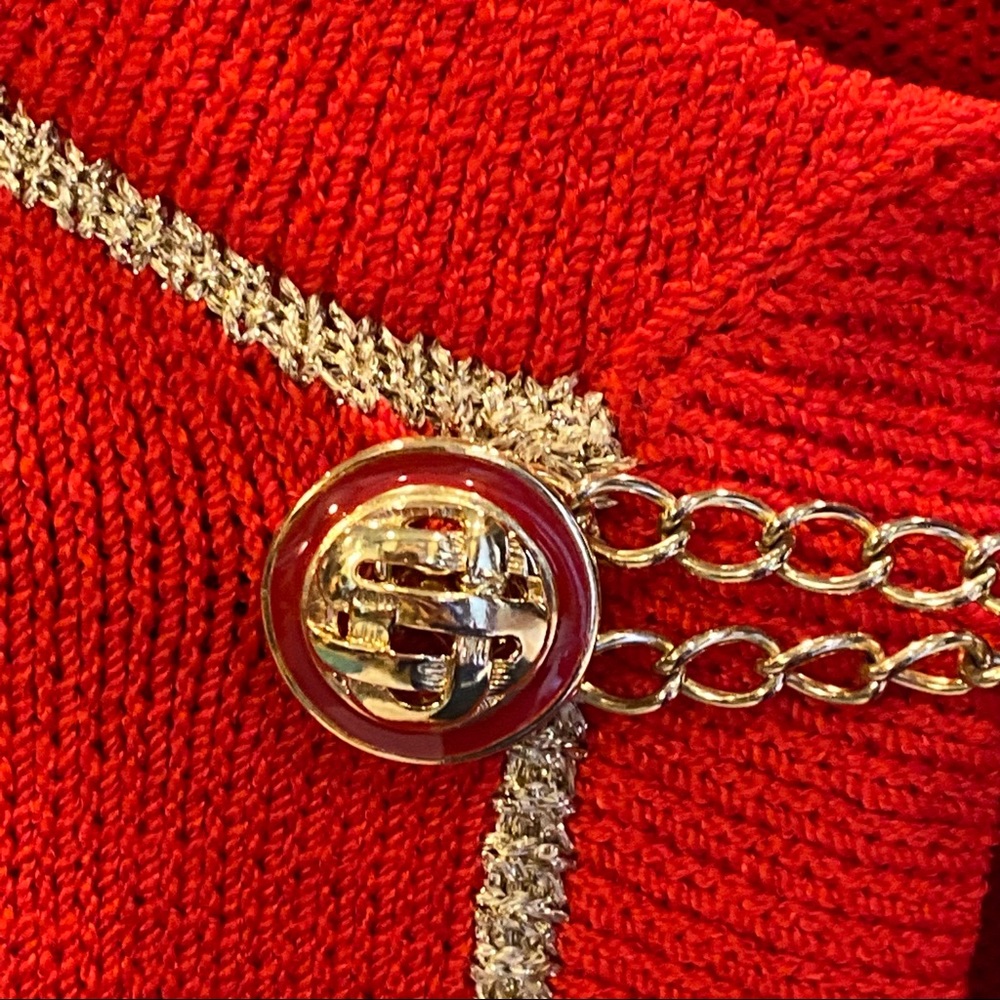 St. John Red and Gold Military Jacket, size 10 - Picture 6 of 16